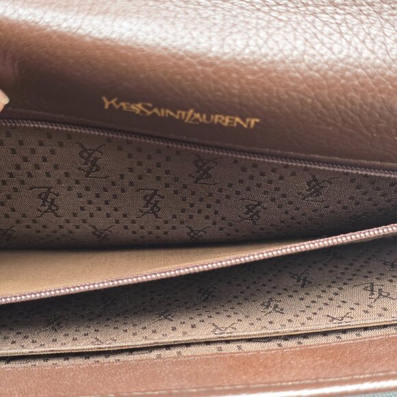 Yves Saint Laurent YSL Brown Wave Leather Clutch - Picture 5 of 13